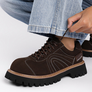 Zapatos de Plataforma Negros de Cuero de Alta Calidad, Estilo Británico, Tacón Oculto, Retro Americano, Punta Redonda - Product Image 4