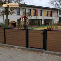 Panneau de clôture composite WPC pour l'intimité, écran paysager extérieur, grain de bois, résistant aux UV, poteau en aluminium, écologique