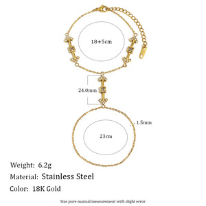 Set di Anelli a Freccia in <span class=keywords><strong>Acciaio</strong></span> Inossidabile Placcato Oro 18K, <span class=keywords><strong>Bracciale</strong></span> a Catena per Nocche, Gioielli da Mano Creativi in Stile Ins per Donne, Regalo Boho - Product Image 2