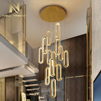 Lustre suspendu LED de style luxueux pour décoration intérieure, villa, escalier, cristal