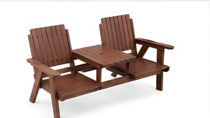 TACASA Weather Resistant Outdoor <b>Wooden</b> Conversation <b>Bench</b> with Built-In Table for Garden Patio Villa Hotel Lawn & Park - Product Image 2