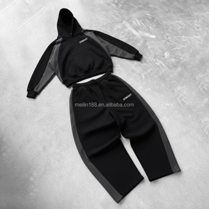 Wholesale Custom Men's Sports Tracksuit Oversized Heavyweights 100% Cotton Baggy Sweatpants and Hoodie Set Custom Sweat Suit - Product Image 2