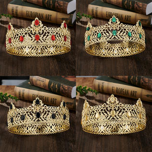 Couronne d'or pour les hommes Simple multicolore cercle complet roi casque fête d'anniversaire mariée - Product Image 1