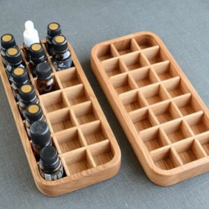 Boîte de rangement pour huiles essentielles en bois massif DoTERRA avec couvercle, organisateur en bois, présentoir rectangulaire, couleur naturelle - Product Image 1