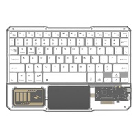 Keyboard Nirkabel Transparan Kristal Baru dengan Lampu Latar RGB Ultra Tipis untuk iPad Tablet Perangkat Android Model Ganda 2.4G + BT