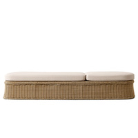 Chaise longue de jardin réglable en rotin PE avec cadre en aluminium imperméable, design moderne pour hôtel, villa, piscine