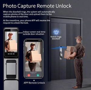 Sinovo cao cấp 3D Nhận dạng khuôn mặt mã thẻ vân tay khóa cửa thông minh video giám sát với đa ngôn ngữ để bảo mật - Product Image 6
