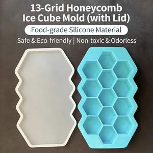Bandeja de Hielo de Silicona con Diseño de Panal, Molde para Cubitos de Hielo con Forma de Panal de Abeja de 13 Cavidades, Bandeja para Hacer Cubitos de Hielo - Product Image 4