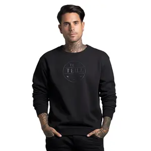 Crewneck Pullover kontras dengan sweter lengan panjang desain Hoodie