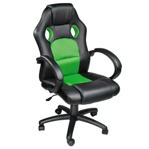 Siyah yeşil döner bilgisayar masası sandalye koltuk yarış bilgisayar oyun yönetici ofis koltuğu döner ayarlanabilir + yastıklı kol dayama