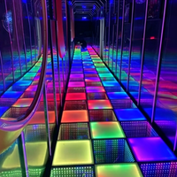 3D Infinity-Spiegel LED-Tanzbodenplatte RGB Abyss-Licht Gehärtetes Glas DMX512 Bühnenpanel für Hochzeit Nachtclub Bar KTV