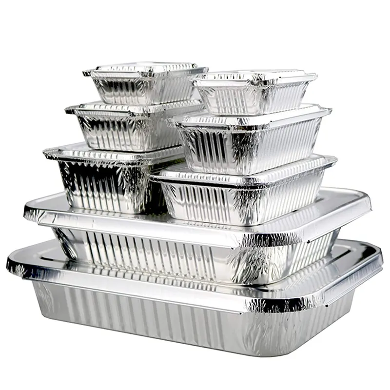 Schlussverkauf Lebensmittelverpackung hochwertige Zylinderbox für Takeaway Lebensmittelteller Backen Braten silberne Aluminiumfolie Aluminiumfolie Fastfood