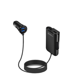 Nuevos cargadores de coche USB QC 3,0 de 4 puertos para <span class=keywords><strong>Samsung</strong></span> para HTC One A9 para LG G5 para Xiaomi asiento delantero y trasero con cable de extensión - Product Image 1