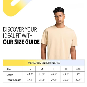 T-shirt beige surdimensionné pour homme, coton doux, coupe décontractée, col rond, basique, respirant, séchage rapide - Product Image 5