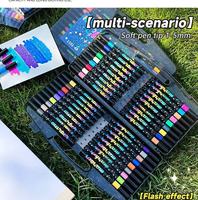 Ensemble de marqueurs à double pointe brillants et scintillants, 12, 24, 36 couleurs vibrantes avec des pointes fines et pinceaux pour le dessin et la décoration