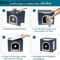 Maison pour chat pliable à 2 étages, lit-caverne double usage pour intérieur, griffoir en sisal, tour, appartement miniature, maisonnette pour chaton