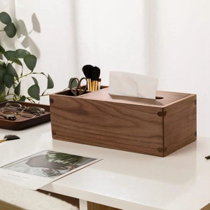 Boîte à mouchoirs en bois de noyer noir, bois massif, luxe léger, convient pour chambre à coucher, salon, maison, table basse créative, salle à manger - Product Image 2