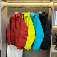 Veste imperméable coupe-vent unisexe en polyester à col montant, veste d'extérieur à trois couches