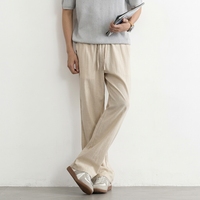 Pantalon décontracté en lyocell et lin tissé haut de gamme ODM, coupe classique pour homme, taille élastique, taille mi-haute, léger pour l'été