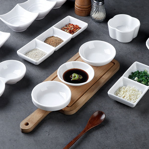 Plats à sauce en mélamine blanche, forme carrée, deux ou trois compartiments, pour servir des assaisonnements de fondue et de barbecue - Product Image 2
