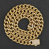 Chaîne cubaine en acier inoxydable micro-pavée CZ, plaquée or 18 carats, avec fermoir glacé, style hip-hop, personnalisable directement en usine