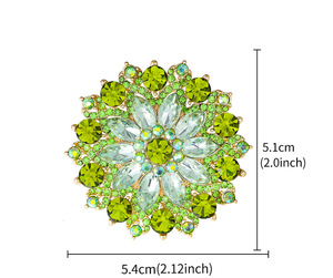 Broche de aleación chapado en oro con diseño de girasol y diamantes de imitación coloridos, joyería de lujo para mujer, regalo de compromiso o boda - Product Image 6