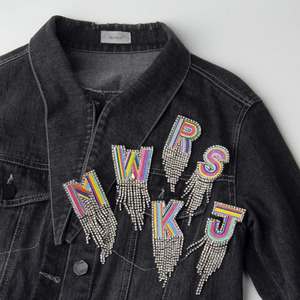 Novas Letras Bordadas Pin Borla Broches <span class=keywords><strong>Diy</strong></span> Jóias dos homens das Mulheres Acessórios Com Strass Emblema Clipe Cadeia Broche - Product Image 6