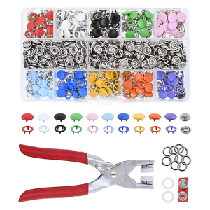 100/200 Set 10 <strong>Color</strong> Metal Sewing <strong>Buttons</strong> Hollow/<strong>Solid</strong> Prong Press Studs Snap Fasteners for Installing Clothes Bags Plier Tool - Product Image 1