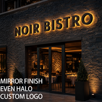 Panneau lumineux personnalisé en acier inoxydable avec bordure invisible pour logo publicitaire de restaurant
