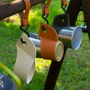 Gobelet en papier pour l'extérieur, gobelet en acier inoxydable, manchon de gobelet en cuir PU, camping, pique-nique, barbecue, manchon de gobelet isolant thermiquement, simple - Product Image 2