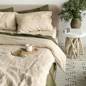 OEKO-TEX Flax Linen Bed Sheet Linen Duvet Cover <strong>Olive</strong> <strong>Green</strong> Color with Hemp <strong>Bedding</strong> 100% French Flax Linen <strong>Bedding</strong> Set - Product Image 5