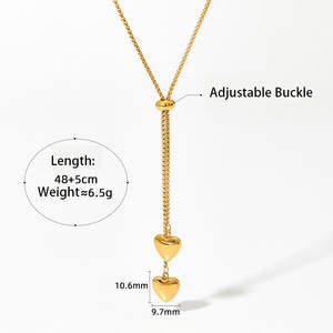 Collar colgante de moda chapado en oro PVD de 14K y 18K, de acero inoxidable 316L personalizado, joyería fina, collar tipo lariat con forma de corazón para mujer. - Product Image 4