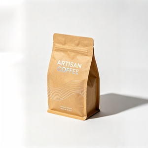 Custom Logo <b>Compostable</b> Paper <b>Bag</b> with PLA Lining High Barrier Food Pouch for Roasted Coffee Beans Flat Bottom Packaging - Product Image 2