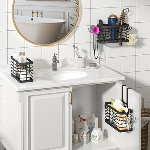 ที่เก็บของอเนกประสงค์โลหะ 3 วิธีการติดตั้ง ปรับความสูงได้ สำหรับไดร์เป่าผม เครื่องม้วนผม เครื่องสำอาง ใช้ในห้องน้ำ ห้องนอน - Product Image 4