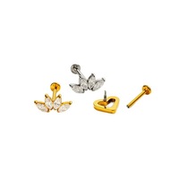 Perhiasan tindik tubuh YW 18G Stainless Steel Flat Back Labret Studs untuk bibir, daith, tragus, helix, rook, tulang rawan, dan tindik telinga.