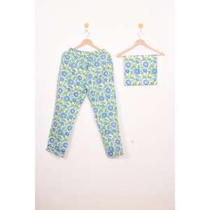 Premium Wholesale Price Blue & Green Women's Cotton Hand Block Pajama Set- Boho Loungewear ,Comfy Nightwear For Women - Product Image 6