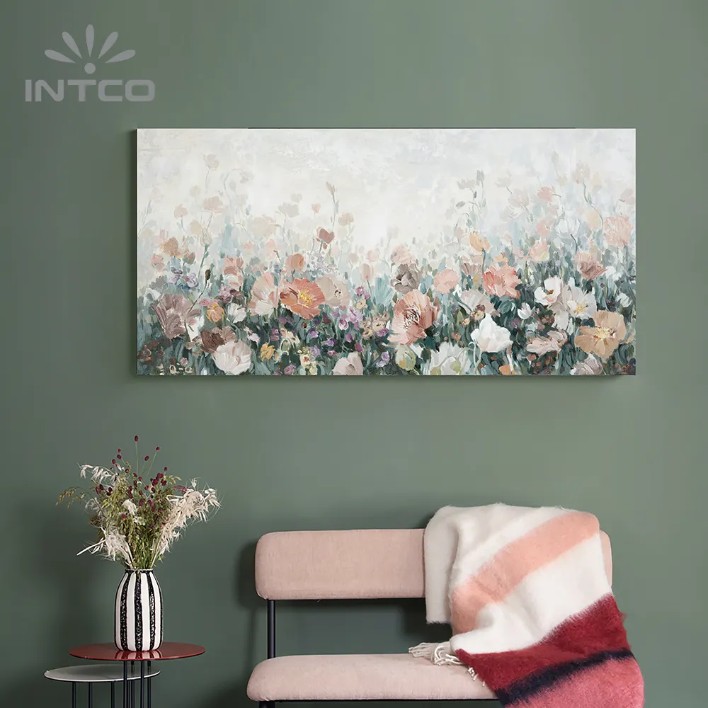 Wall Art INTCO New Arrival Home Decorative Handmade DIY Flower Picture Oil Painting Wall Canvas Painting Art