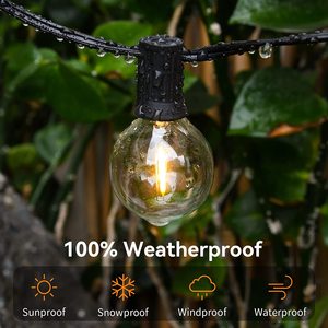 Guirlandes solaires en gros, ampoules G40, étanches IP65, lumières LED féériques d'extérieur pour la décoration de jardin, de mariage et de Noël - Product Image 1