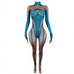 Body Sexy Ajustado de Manga Larga con Estampado y Pedrería para Mujer, Ideal para Fiestas y Clubes - Product Image 4