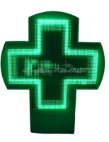 Hoch auflösendes Farmacia-Zeichen Green Croce Led Light Pharmacy Cross Großes beleuchtetes Kreuz