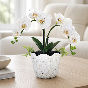 Plante artificielle Phalaenopsis avec pot, 32 cm de haut, tachetée, blanc pastel, violet, rose foncé, magenta, pour la maison ou le bureau - Product Image 2