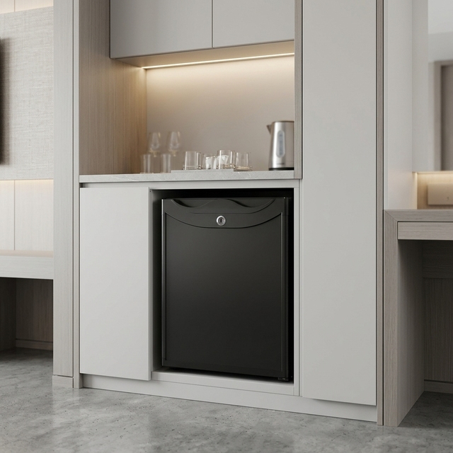 High-end Hotel Absorption Mini bar Refrigerator Noiseless Portable Single Door Domestic Mini bar Fridge with Led Lights