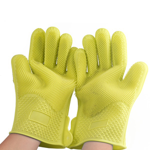 Gants de nettoyage en silicone isolants thermiquement, imperméables, texture diamant, taille adulte, bleu, violet, jaune, rouge - Product Image 5