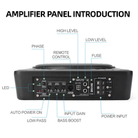 Caisson de basses actif pour voiture de 10 pouces, sous le siège, avec amplificateur, haut-parleurs audio actifs, 12 V CC