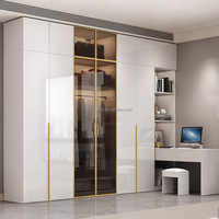 Armario de Dormitorio Convertible Moderno de Madera Maciza con Puerta de Vidrio y 6 Puertas para Uso en Hoteles