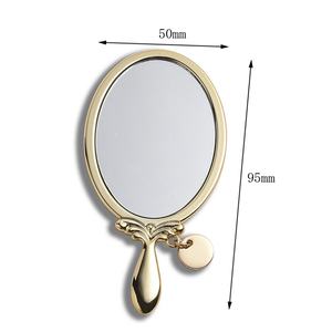 PU Pouch <b>Mirror</b> Gold Plated Portable Mini Oval Handheld <b>Compact</b> <b>Mirror</b> With Pendant - Product Image 6