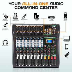 Bàn trộn âm thanh chuyên nghiệp 8 kênh XTUGA CT8, card âm thanh, thiết bị trộn âm thanh, bàn trộn âm thanh, thiết bị thu âm âm thanh - Product Image 2