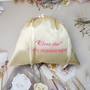 Sacs à fermeture éclair colorés personnalisés avec logo pour extensions capillaires, perruques, sacs de rangement en satin de soie, pochettes à cordon, sacs de shopping – Vente en gros - Product Image 2