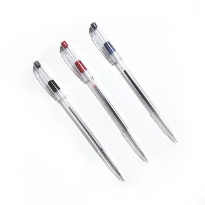 Hot Selling Transparent Plastic <b>Ballpoint</b> <b>Pens</b> with Custom Logo Red Blue Black Ink - Product Image 3