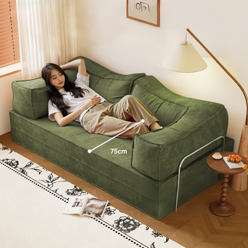 Convertible Sofa Bed Corduroy Boneless Couch
